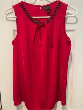 Worthington Red Sleeveless Jewel-Neck Blouse